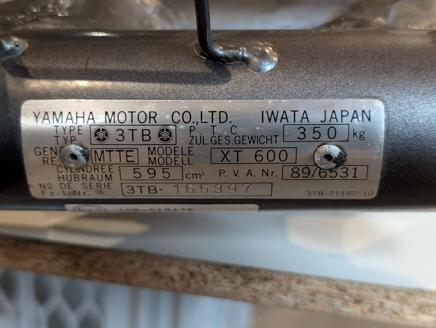 Yamaha XT600E 3TB 3UW Hauptrahmen grau metallic 3YP-21110-01 3TB-21182-10 gebraucht