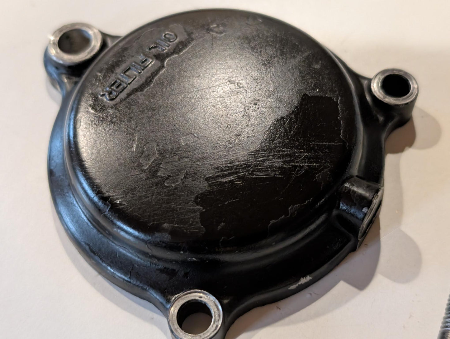 Yamaha XT600 43F Ölfilterdeckel 583-13447 mit Schrauben schwarz gebraucht